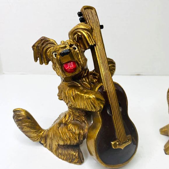 PAIR of Kronheim & Oldenbusch K & O CO. Bronze Musical Terriers Made in USA - Picture 4 of 10